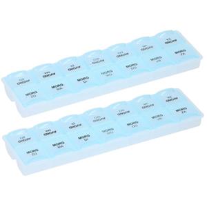 Merkloos 3x stuks pillendoosjes/medicijnen box week ochtend/avond Nederlands -