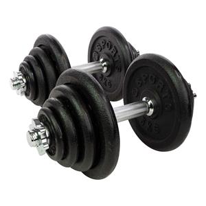 RS Sports Dumbellset l Halterset met gewichten l Totaal 40 kg l 2 stangen