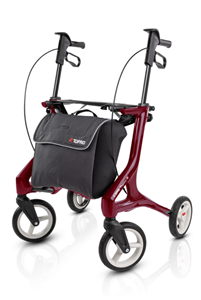 Rollator Pegasus M, weinrot, mit Tasche