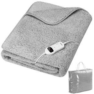 monzana Fleeceheizdecke 180x130cm Teddy Fleece 120W grau Wärmeunterbett Wärmedecke