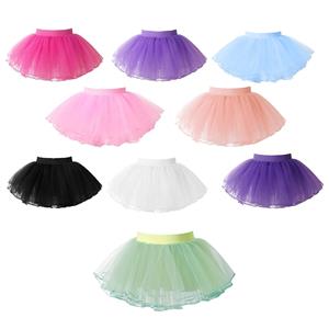 Kids Girls Ballet Dance Tutu Skirt Basic Classic Elastic Waist 4 Layers Mesh Tulle Skirt Kid Ballet Practice Leotard Dance Dress