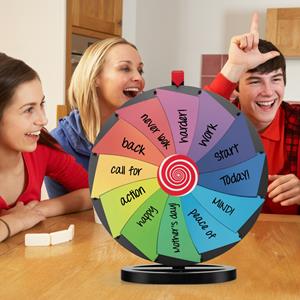 Gelukswiel om te Draaien Incl. Gum en Markeerstift Lucky Wheel voor Feestjes Loterijspelletjes en Woordspelletjes