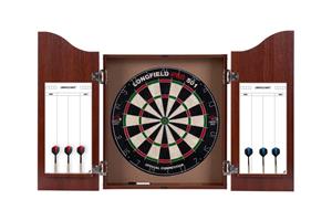 Dartbord houten kast Complete Set - Rood/Bruin