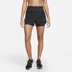 Nike Dri-FIT Swift 2-in-1 hardloopshorts met halfhoge taille en zakken voor dames (8 cm) - Zwart