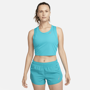 Nike Dri-FIT Race Korte hardlooptanktop voor dames - Blauw