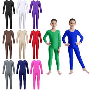 IEFiEL Kids Girls Long Sleeve Ballet Dance Gymnastics Leotard Jumpsuit Unitard Solid Color Zipper Stretchy Bodysuit