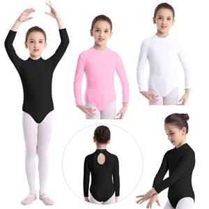 IEFiEL Child Long Sleeve Mock Neck Professional Ballet Dance Leotard Girls Gymnastics Bodysuit Unitard