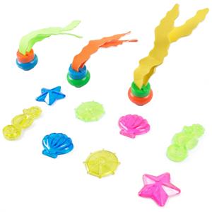 Set van 11x stuks gekleurd zeewier zwembad speelgoed -