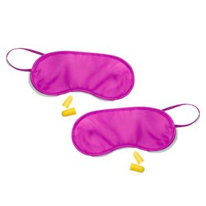 2x stuks slaapmasker fuchsia met oordoppen -