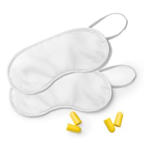 Pakket van 2x stuks slaapmaskers wit met oordoppen -
