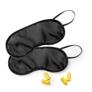 2x Slaapmaskers zwart met oordoppen -