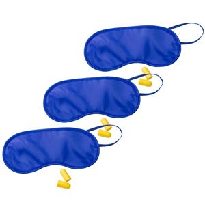 4x stuks slaapmasker blauw met oordoppen -