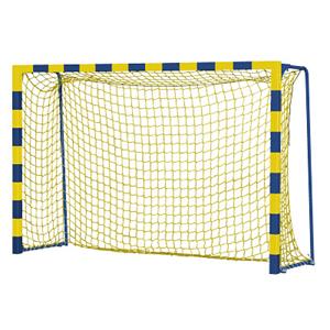 Sport-Thieme Handbaldoel Colour met inklapbare netbeugels, Geel-blauw, Standard, doeldiepte 1 m