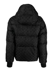 monogram-print hooded ski jacket - Zwart