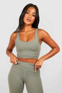 Boohoo Gewatteerde Superzachte Gewatteerde Dsgn Studio Sport Bh Met Perzikhuid, Khaki