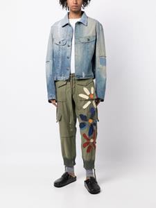 Greg Lauren Trainingsbroek met bloemenpatch - Groen