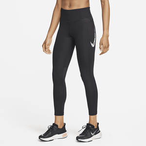 Nike Fast 7/8-hardlooplegging met halfhoge taille en zakken voor dames - Zwart