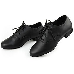 Voor heren Latin schoenen Ballroom schoenen Oefen het trainen van dansschoenen Line dance Voor Binnen Professioneel Ballroomdansen Platte schoenen Veters Platte hak Veters Zwart
