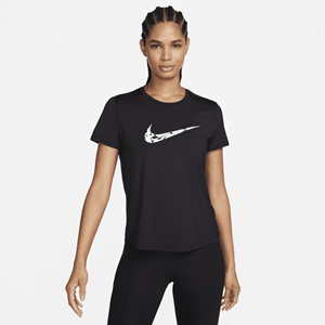 Nike One Swoosh Dri-FIT hardlooptop met korte mouwen voor dames - Zwart