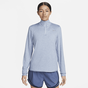 Nike Swift hardlooptop met korte rits en UV-bescherming voor dames - Blauw