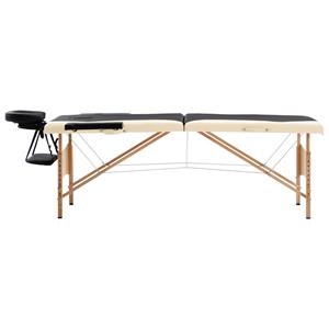 vidaXL Massagetafel inklapbaar 2 zones hout zwart en beige