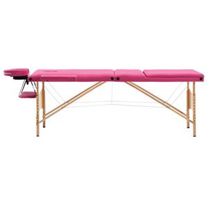 vidaXL Massagetafel inklapbaar 3 zones hout roze