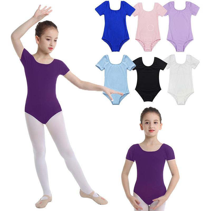 ZDHoor Kids Girls Short Sleeves Stretchy Gymnastics Ballet Dance Leotard Dancewear Size 2-12