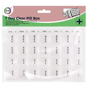 DID Medicijnen doos/pillendoos - 28-vaks - wit - 17 cm -