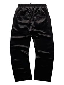 Song For The Mute floral-appliqué satin track pants - Zwart