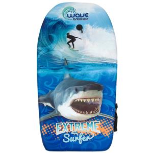Bodyboard - blauw - 83 x cm - schuim - haai en surfer -
