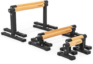 Premium Parallettes - Opdruksteunen - Hout/Zwart