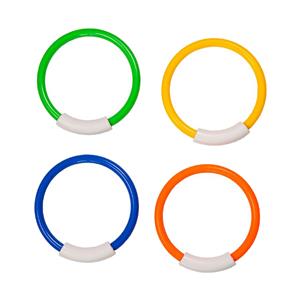 Duikringen - 4 stuks - gekleurd - met mesh zakje - duik spelletjes - zwembad speelgoed -