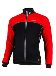 Thermo Schaatsjack windstopper flatlock zwart/rood unisex