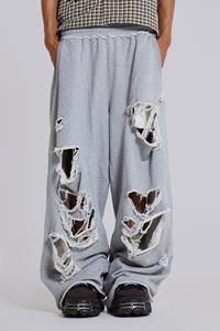 Jaded Man Distressed Grey Marl Loopback Monster Joggers