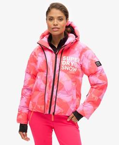 Superdry Sport Wijdvallende Ski Pufferjas met Capuchon Roze