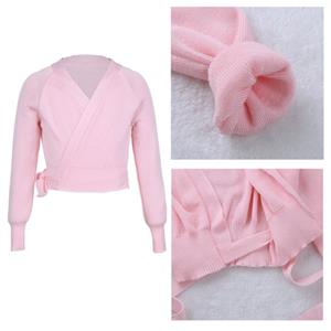 IEFiEL Ballet Gymnastiek Turnpakje voor kinderen met lange mouwen Gebreide wikkelsweater Vest Opwarmjas Meisjes Latin Ballet Dans Top
