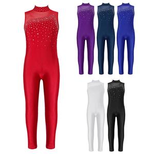 IEFiEL Kinderen Meisjes Ballet Dans Jumpsuit Mouwloze Strass Gymnastiek Workout Dans Maillots Kunstschaatsen Unitard Podiumkostuums 5-6 Years wit