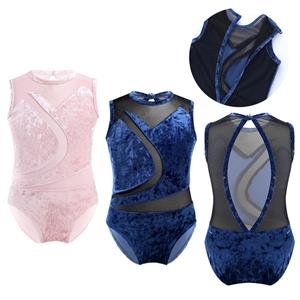 ZDHoor Kinderen meisjes mouwloze terug uitsparing ballet dans gymnastiek turnpakje jumpsuit 3-4 Years marineblauwe kleur