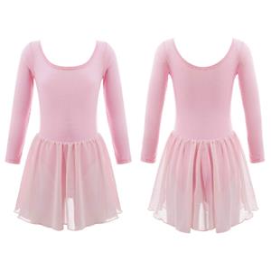 Meisjes Lange Mouw Ballet Gymnastiek Dans Turnpakje Tutu Jurk Prestaties Danskostuums 2-3 Years roze