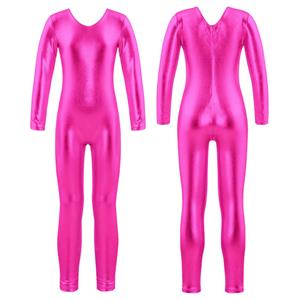 WinYing Kinderen Meisjes Basic Lange Mouw Unitard Turnpakje Jumpsuit Een Stuk Gymnastiek Sport Ballet Dans Slijtage Outfit 3-4 Years zilver