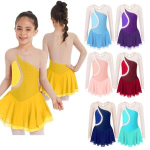 IEFiEL Kunstschaatsjurk voor meisjes Bloem Mesh Schaatsjurk Ballet Dans Turnpakje Jurk voor Competitiekostuum 9-10 Years bordeaux