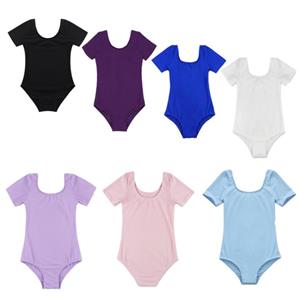 IEFiEL Meisjes balletpakje met korte mouwen Gymnastiek maillots Kinderbodysuit Jumpsuit Ballerina Dansmaillots 2-3 Years zwart