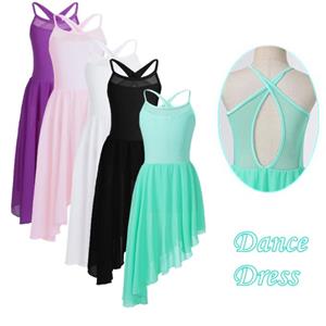 Ranrann Kinderen meisjes mouwloze chiffon ballroomjurk lyrische hedendaagse balletdans turnpakje jurk toneelkostuum 7-8 Years roze