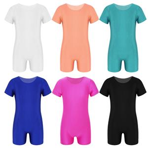 Kinderen meisjes jongens korte mouw Tumbling Unitard atletische gymnastiek Biketard ballet dans turnpakje sport bodysuit jumpsuit 3-4 Years zwart