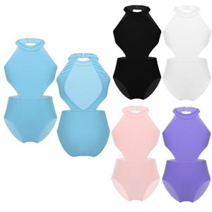 Dans gymnastiek kostuum kinderen meisjes halter mouwloos dans turnpakje jumpsuit 5-6 Years hemelsblauwe kleur