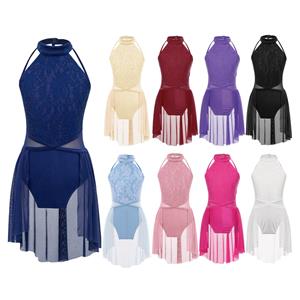 HULIJA Kinderen Meisjes Pailletten Ballet Dans Jurk Lyrische Danskleding Ballroom Gymnastiek Hemdje Modern eigentijds Kostuum 5-6 Years marineblauwe kleur