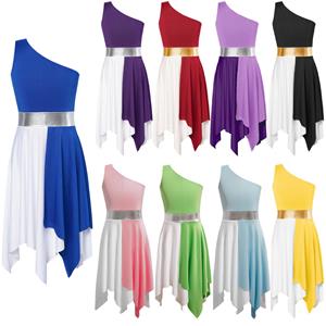 Kid Meisjes Ballet Tutu Dans Jurk Mouwloze Lyrische Dans Turnpakje Stage Performance Kostuum 5-6 Years blauw