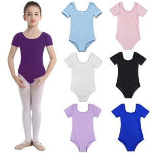 Meisjesteam Basic Turnpakje met korte mouwen Kinderen Ballet Dans Gymnastiek Maillots Danskleding Kostuum 2-3 Years zwart