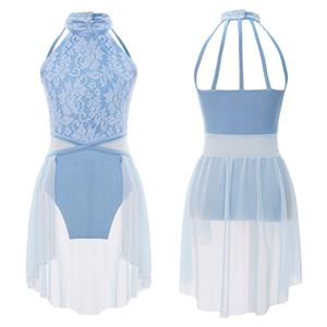 Inlzdz Kinderen Meisjes Mouwloze Dansjurk Moden Lyrische Hedendaagse Dans Jurken Ballerina Ballet Stage Performance Kleding 5-6 Years marineblauwe kleur