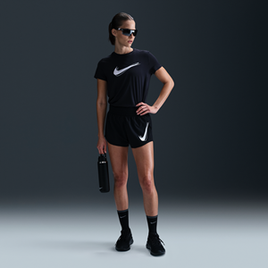 Nike One Dri-FIT hardloopshorts met halfhoge taille en binnenbroekje voor dames - Zwart